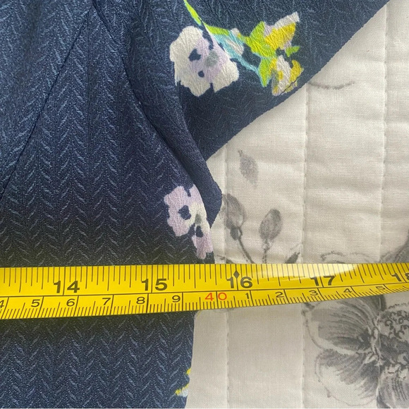 Free People Lost In You Navy Blue Midi  Floral Navy Button Short Sleeve … - Picture 8 of 13